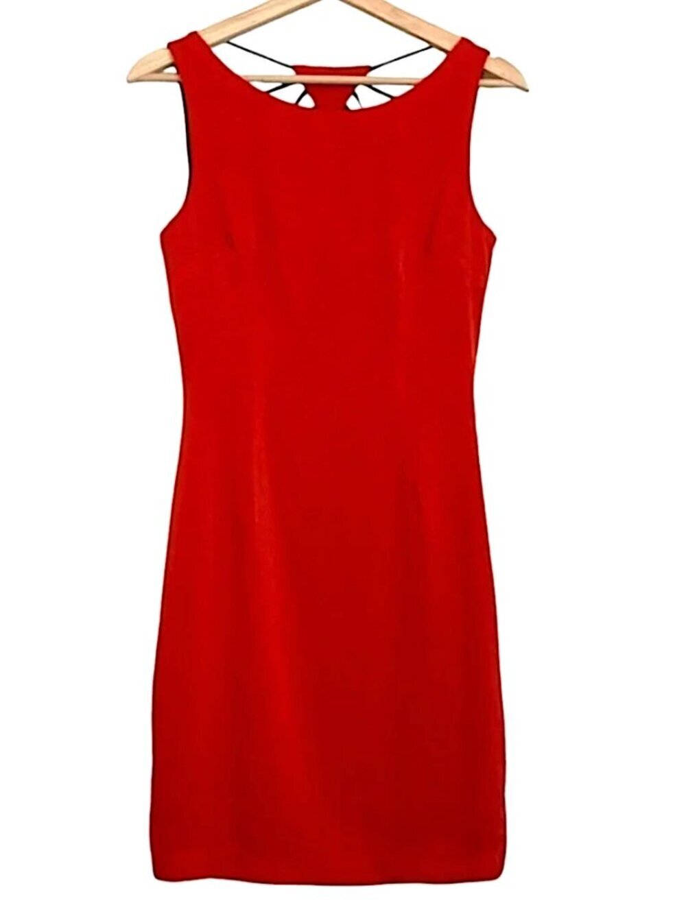 MARA HOFFMAN Red Silk Open String Back Mini Sheath Dress